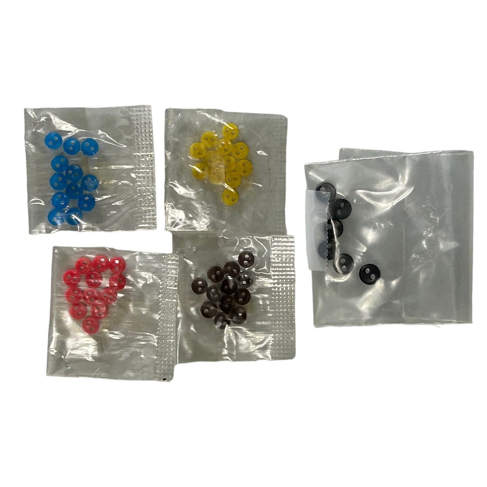 Vintage Doll‎ Kids Wardrobe Plastic Buttons Blue ,Brown, Yellow, Red and Black